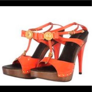 Louis Vuitton orange patent leather sandals